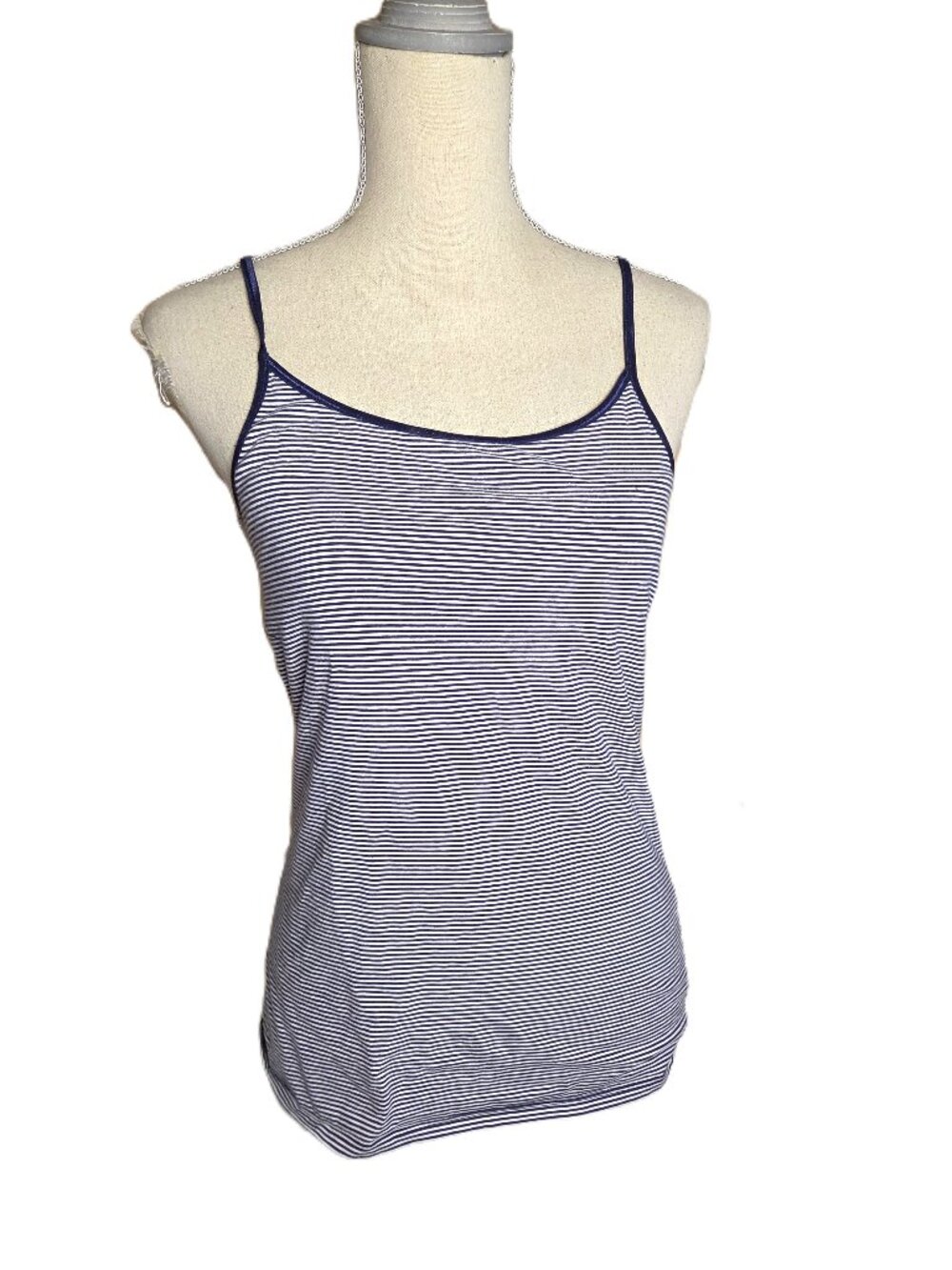 Women's Blue White Striped Large Mossimo Tank Top Blouse